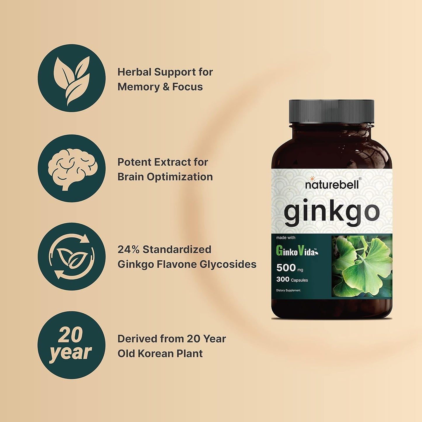 Naturebell Ginkgo Biloba Extract 300 Capsules