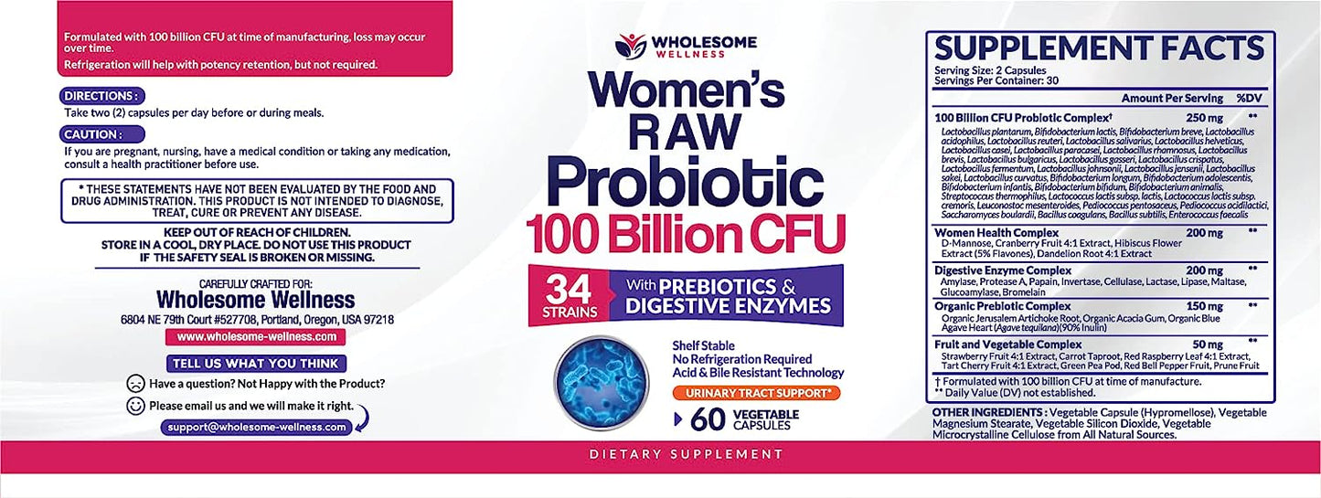 Dr. Formulated Raw Probiotics for Women 100 Billion CFUs