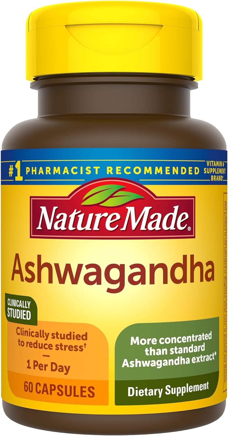 Nature Made Ashwagandha Capsules 125mg for Stress Support, 60 Capsules