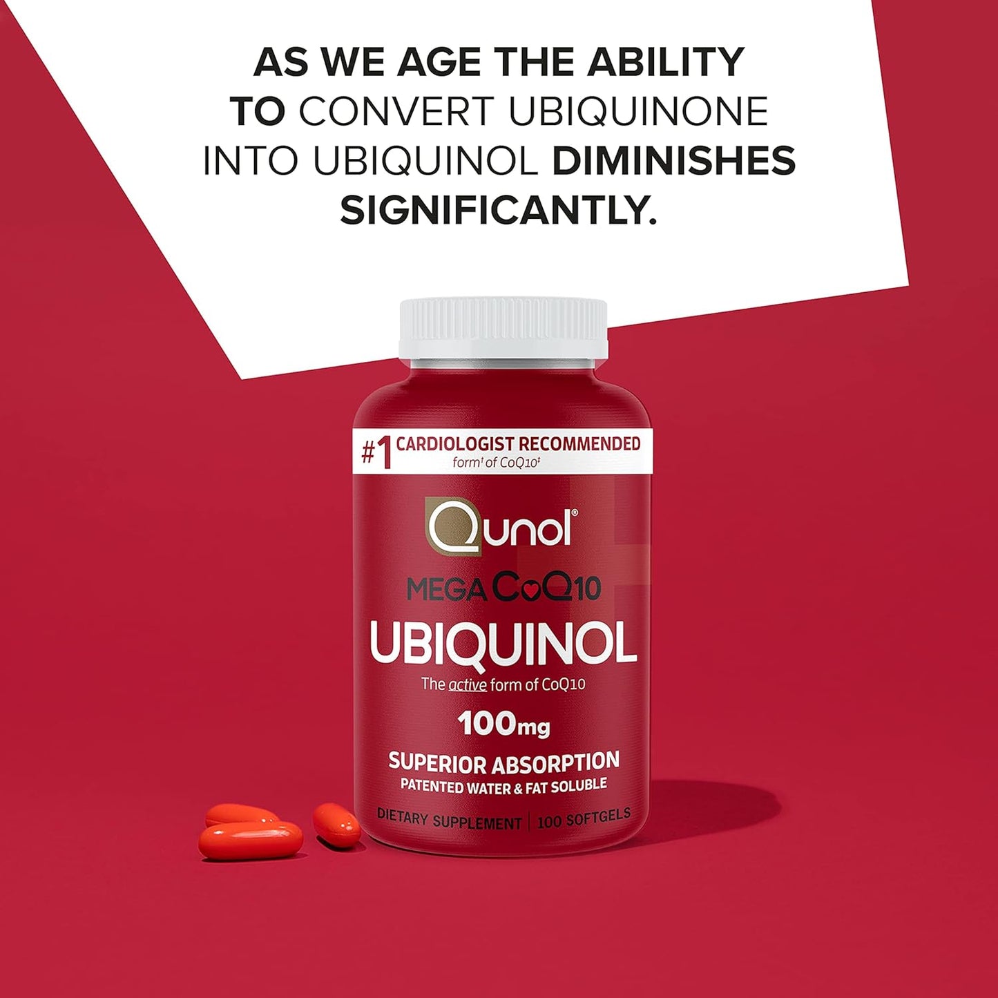 Qunol Ubiquinol CoQ10 100mg Softgels, Qunol Mega Ubiquinol 100mg 100 suplments