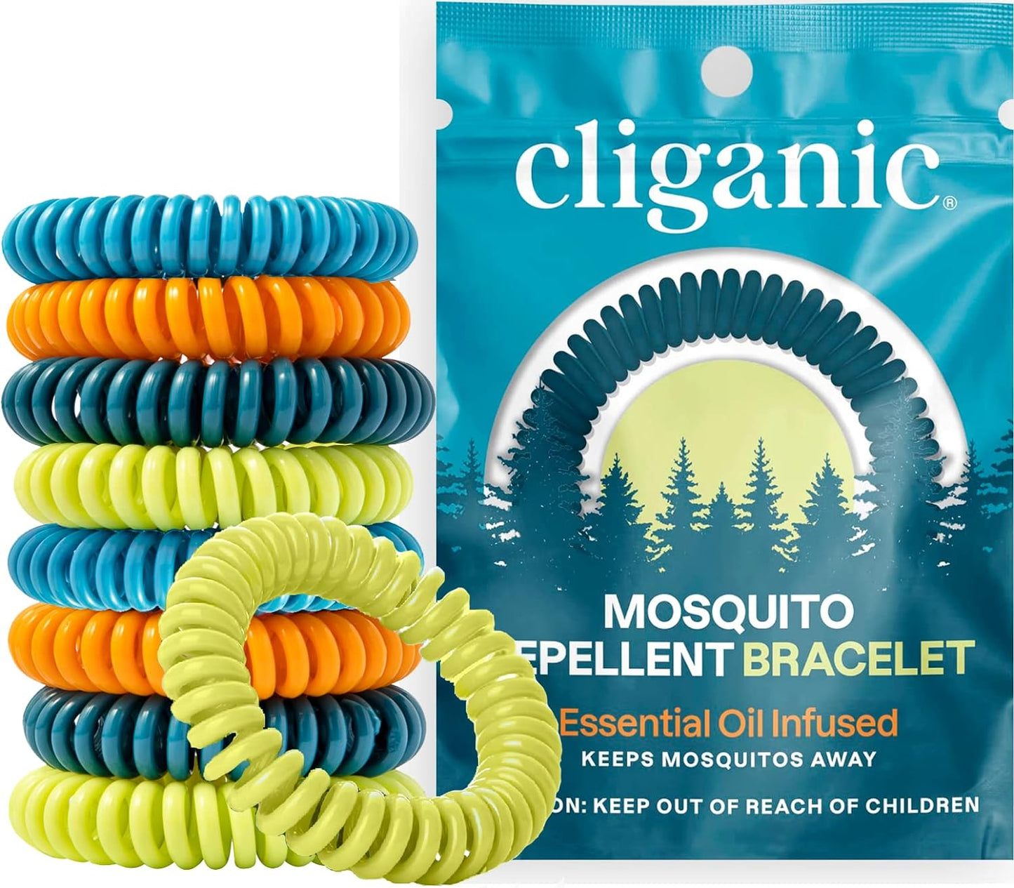 Cliganic 25 Pack Mosquito Repellent Bracelets, DEET-Free Bands, Individually Wrapped