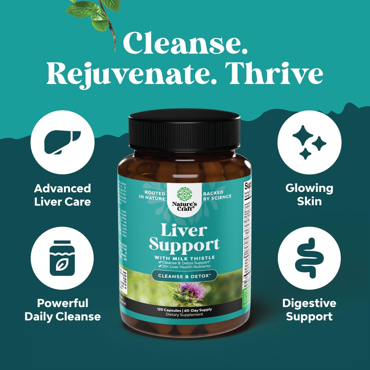 Liver Cleanse Detox & Repair Formula - Herbal Liver Support Supplement 120 count