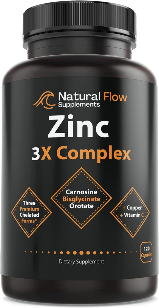 Zinc Supplement Complex with Copper and Vitamin C - 120 Capsules