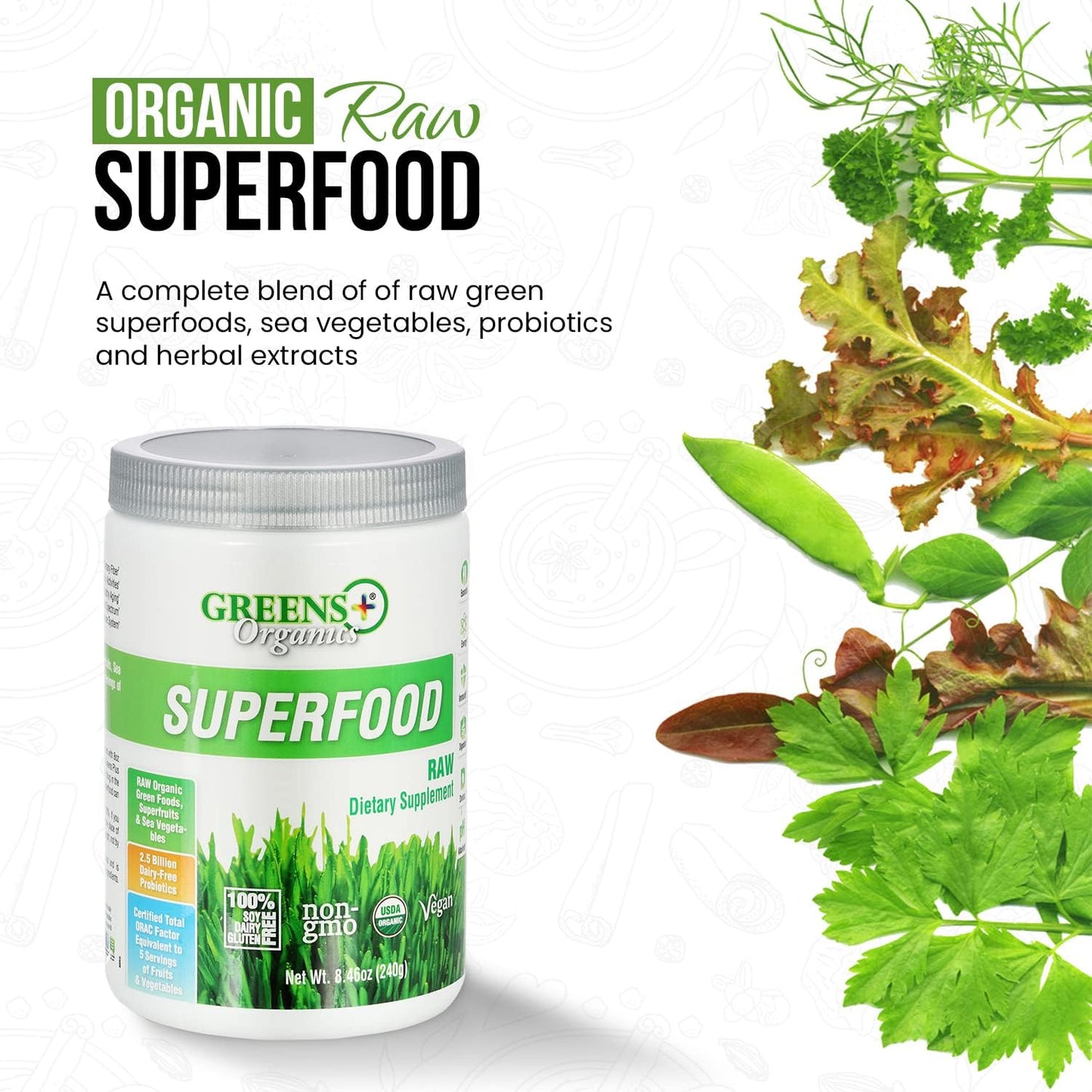 Greens+ Organic Superfood Raw Boost Energy 8.46 oz