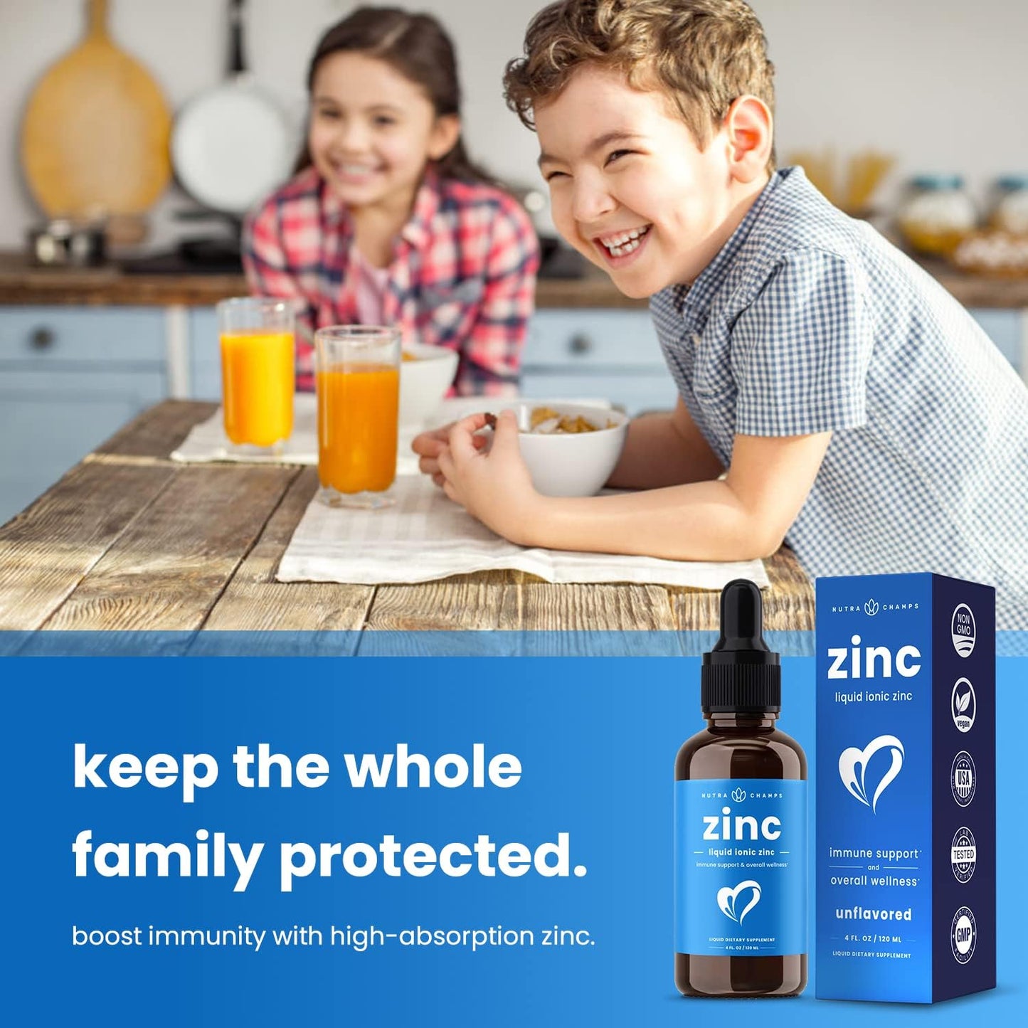 Liquid Zinc for Kids & Adults | Vegan, Pure Ionic Zinc Drops 4 OZ