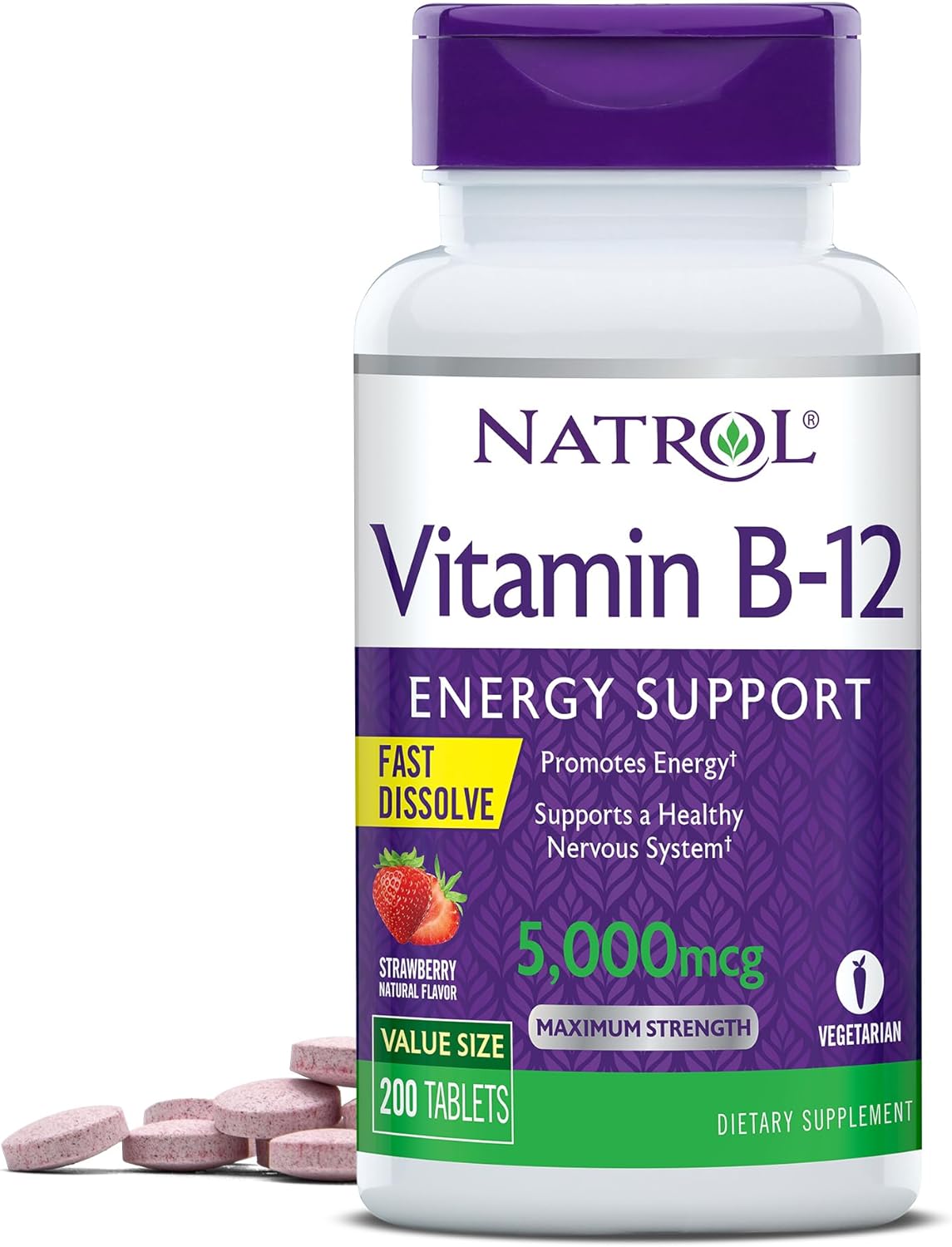 Natrol Vitamin B-12 5000mcg, Dietary Supplement for Cellular Energy 200  day supply