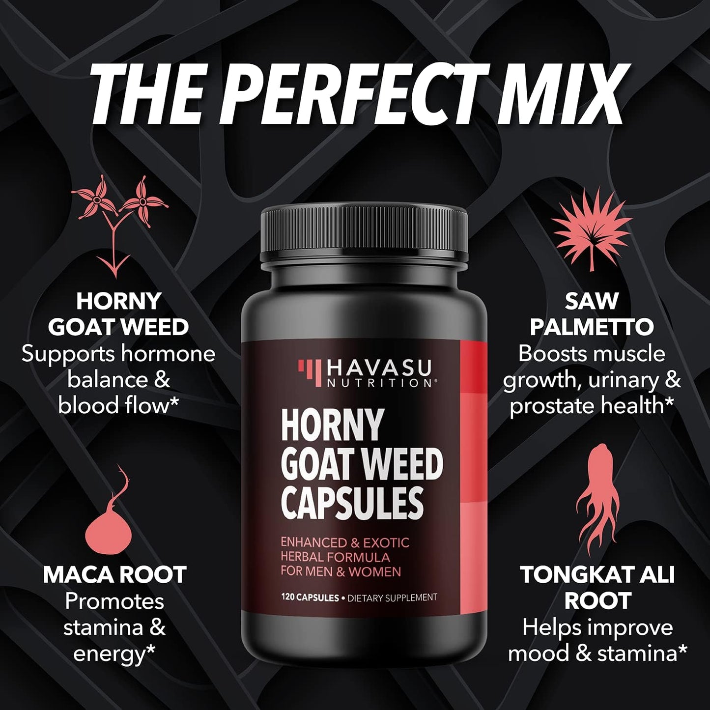 Horny Goat Weed Supplement for Him & Her 60 count