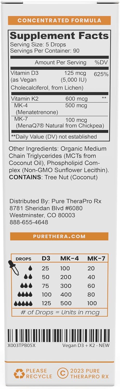 Pure Therapro Rx Vegan D3 + K2 Organic