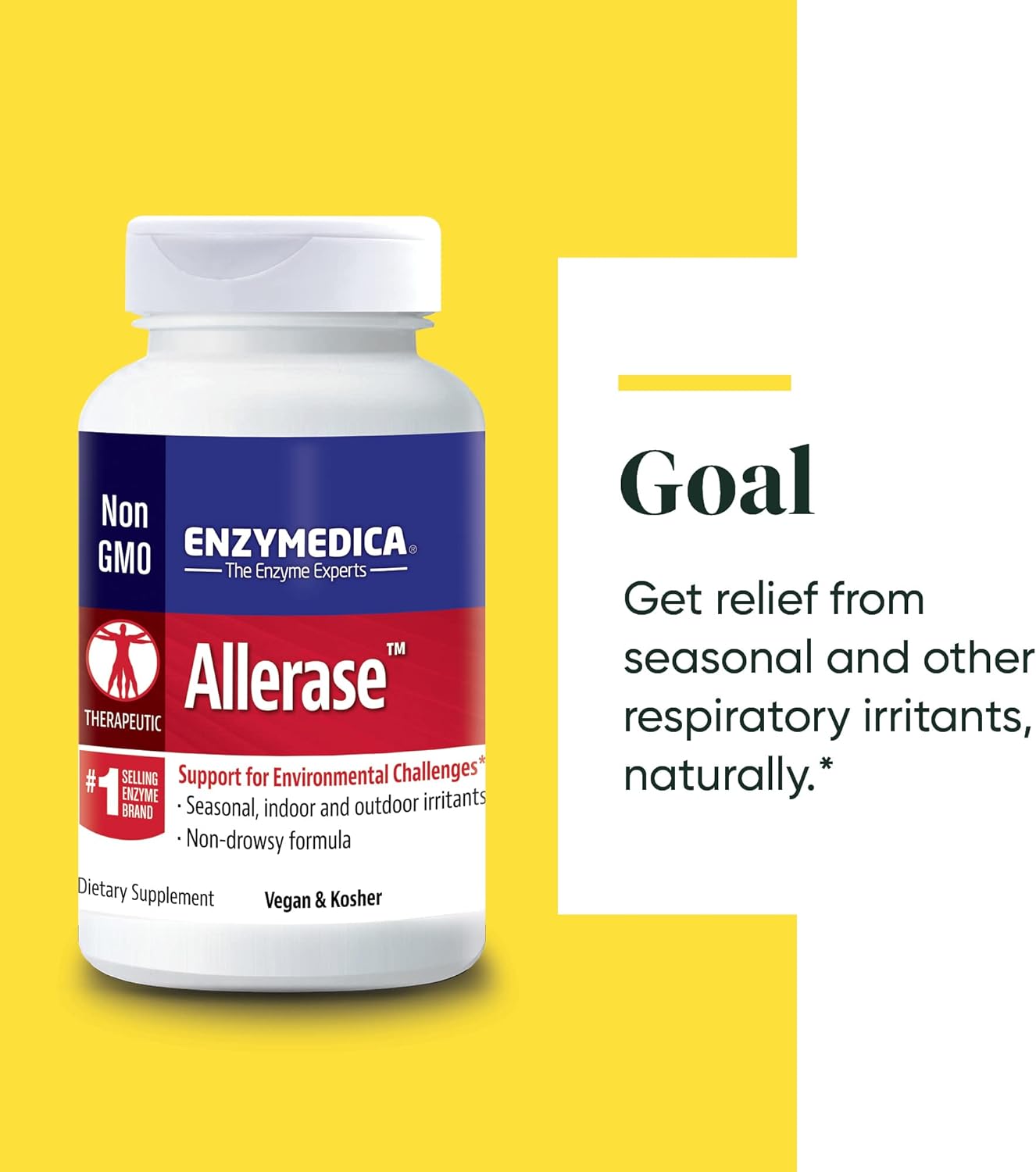 Enzymedica, Allerase, Non-Drowsy Enzyme Supplement 60 count