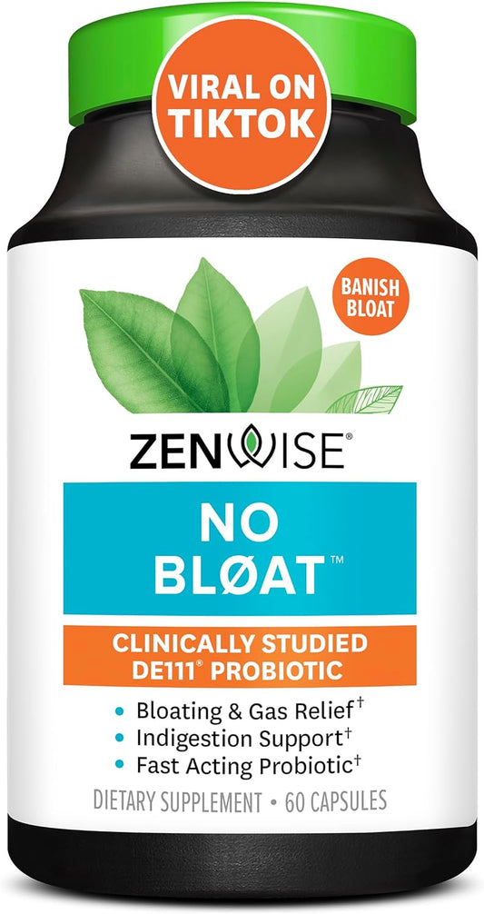 Zenwise NO BLØAT - Probiotics, Digestive Enzymes for Bloating and Gas Relief 60 count