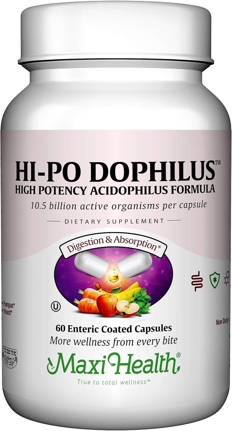 Maxi Health HI-PO Dophilus - High Potency Acidophilus Probiotics - 60 Capsules