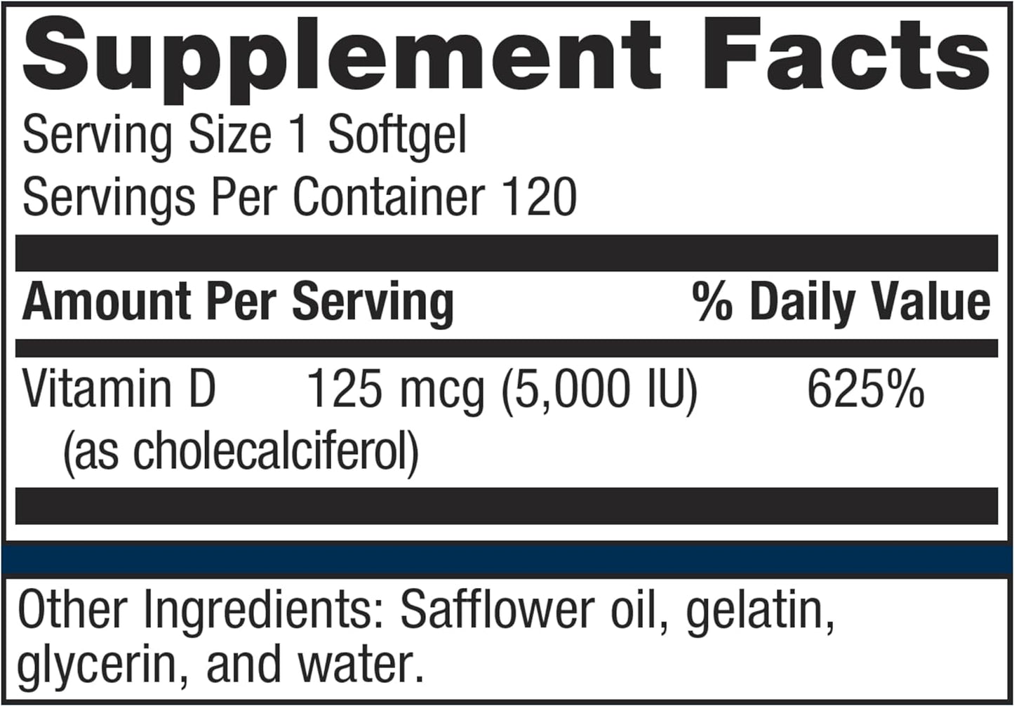 Metagenics D3 5000 - for Immune Support 120 Softgels