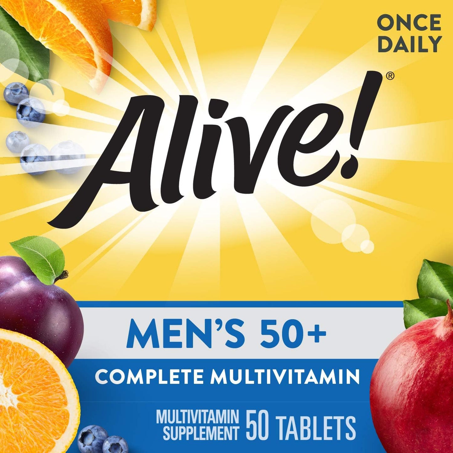 Nature’s Way Alive! Men’s 50+ Complete Multivitamin, High Potency B-Vitamins, 50 Tablets