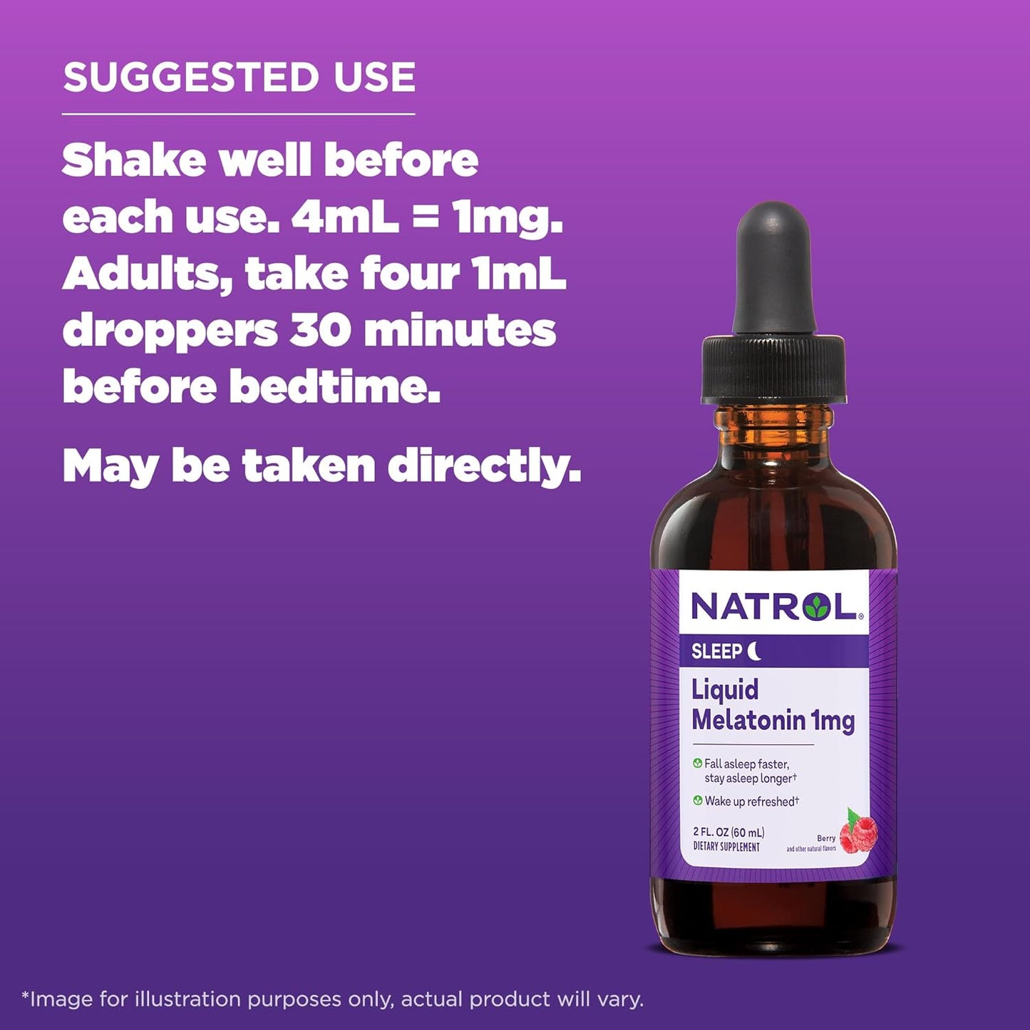 Natrol Liquid Melatonin 1mg, Berry-Flavored Dietary Supplement