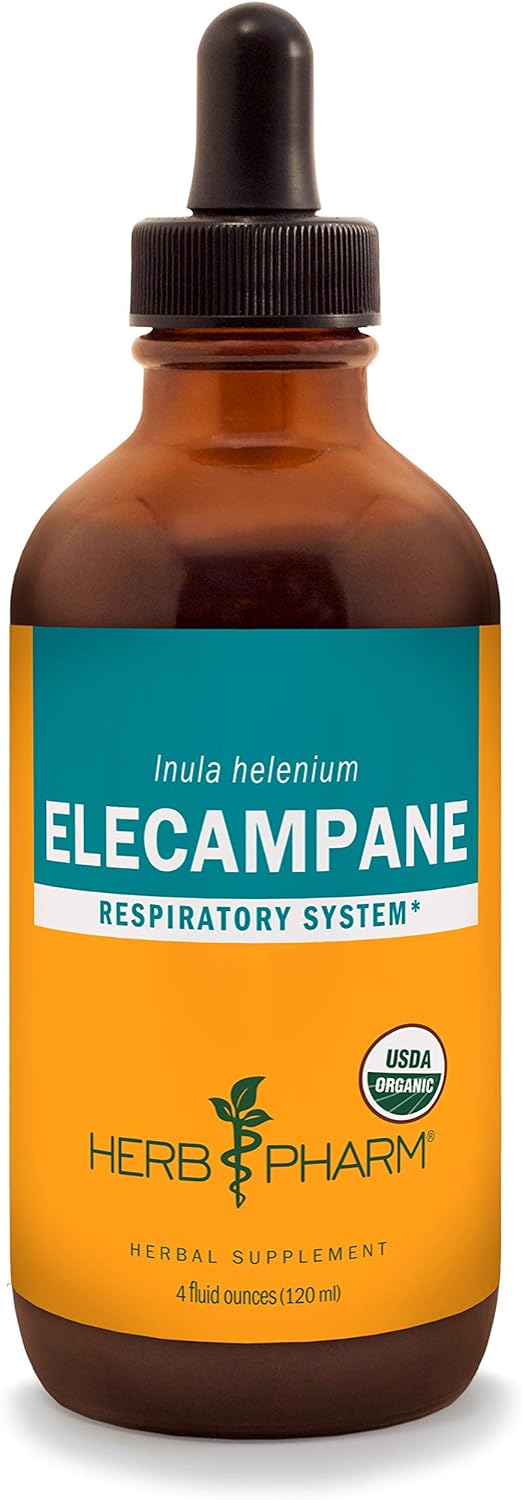 Herb Pharm Certified Organic Elecampane Liquid Extract for Respiratory System Support - 4 Ounce