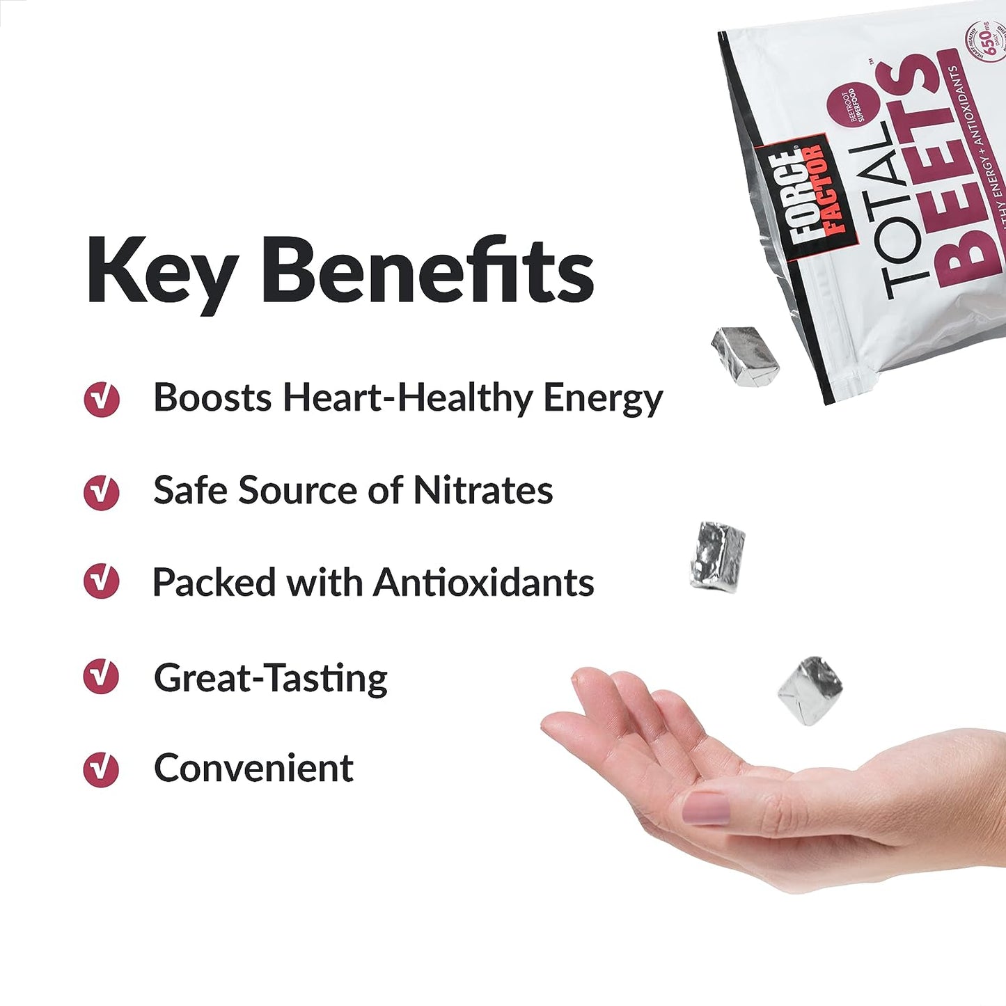 Force Factor Total Beets Soft Chews with Beetroot, 60 chews