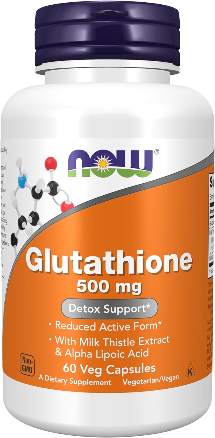 NOW Supplements, Glutathione 500 mg, With Milk Thistle Extract 60 capsules