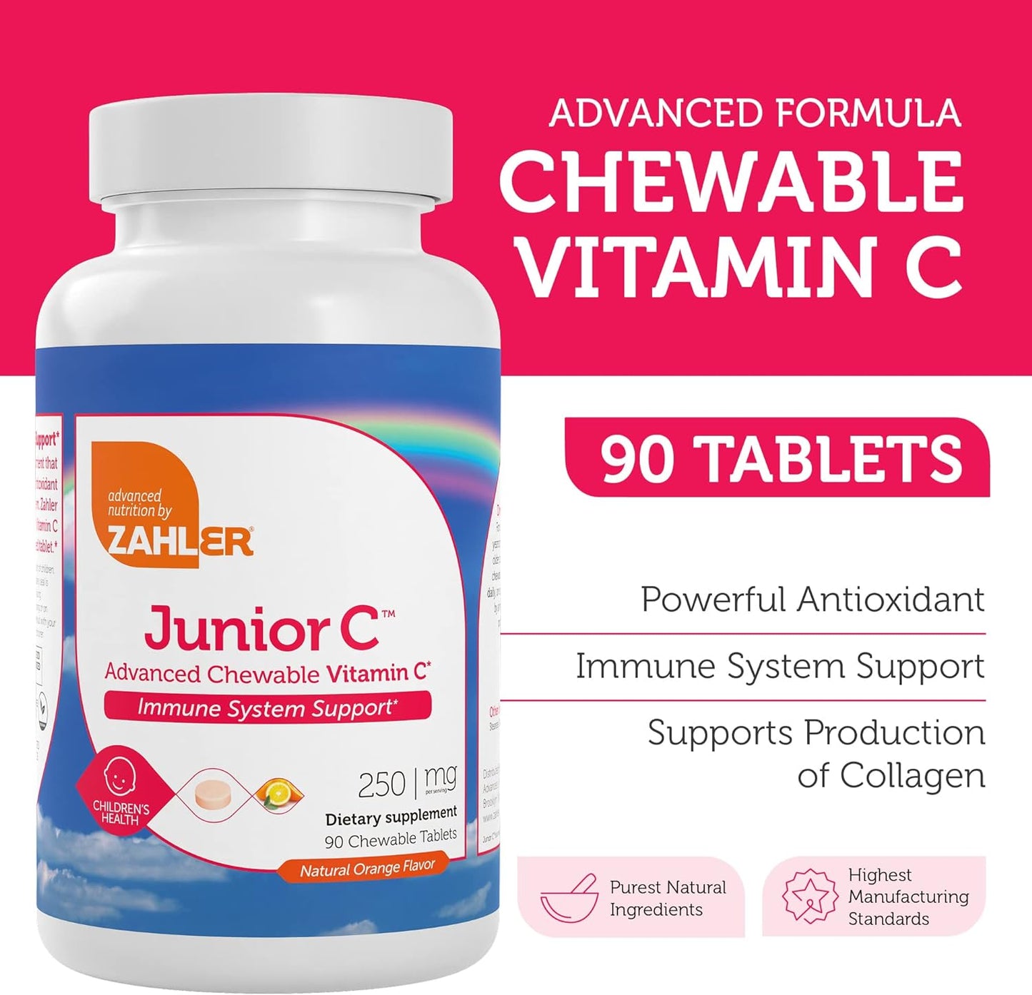 Zahler Junior C Advanced Chewable Vitamin C for Kids (90 Count)