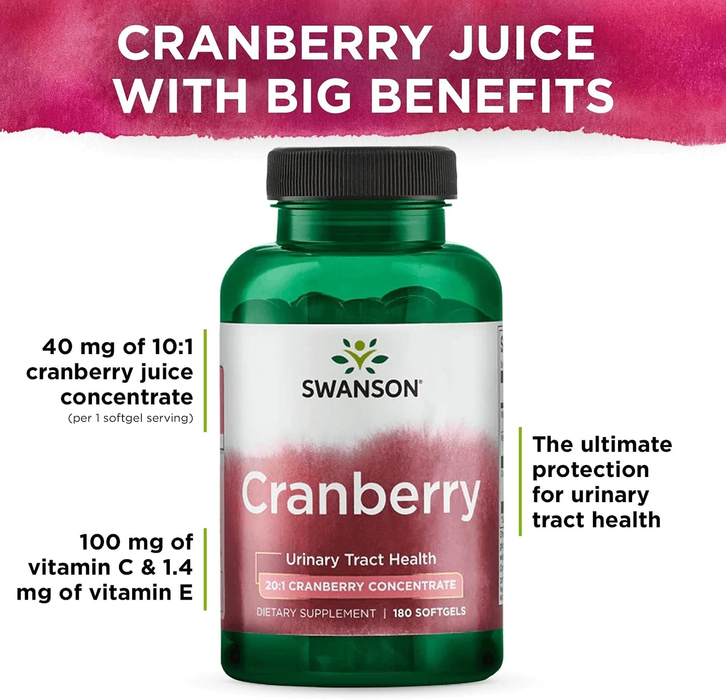 Swanson Cranberry - Supports Urinary Tract Health,180 softgels