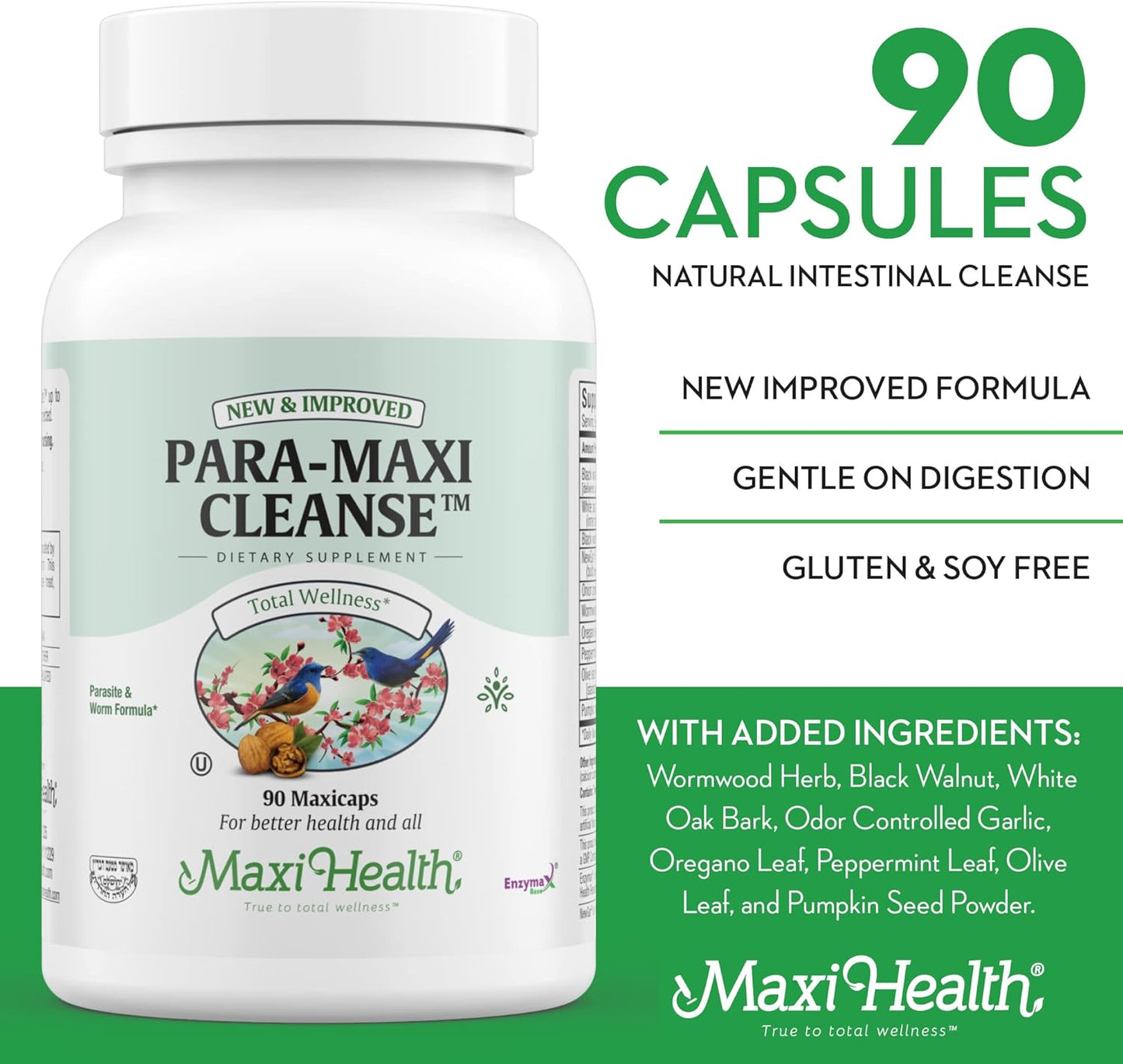 Maxi Health Intestinal Cleanse for Humans -90 Capsules