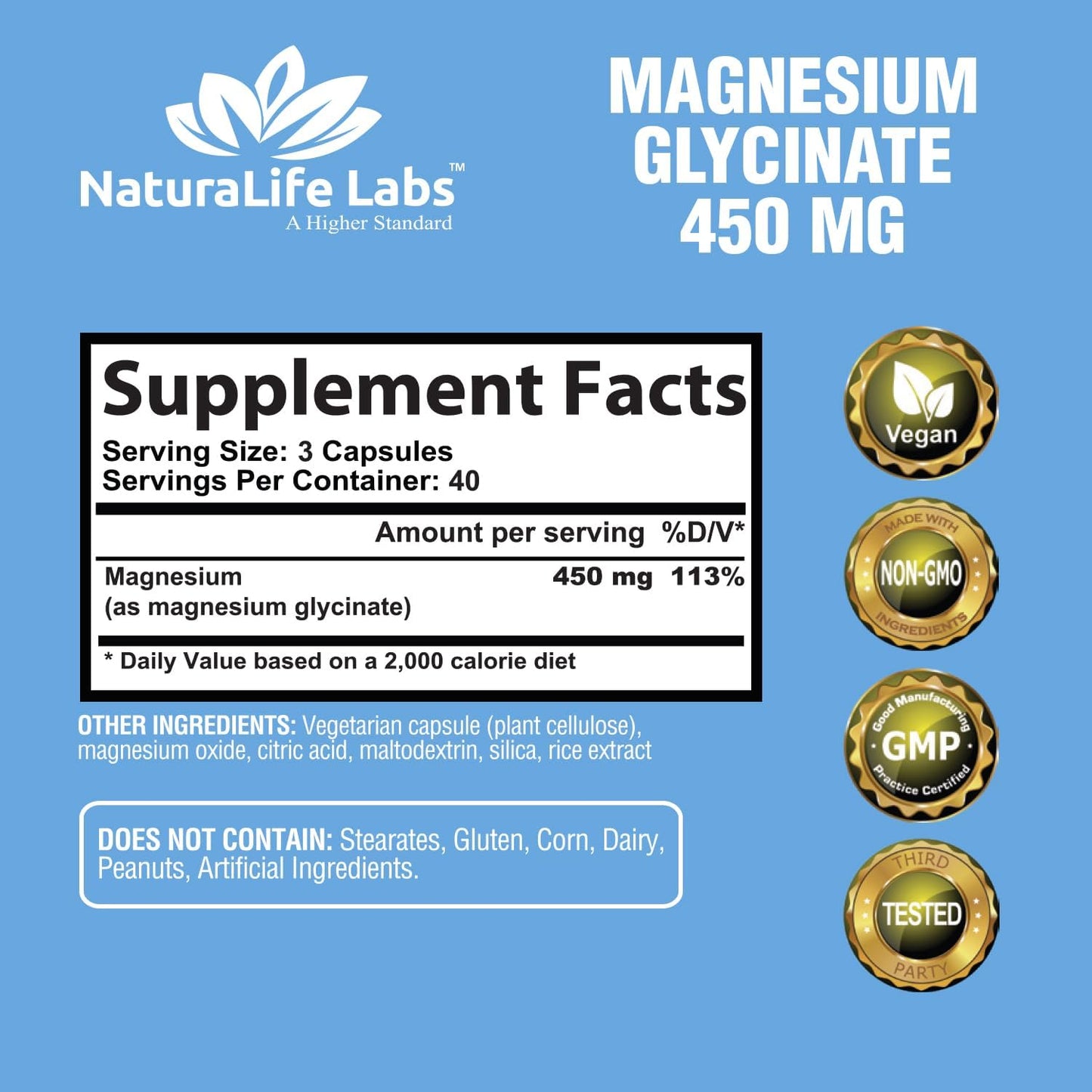 Magnesium Glycinate  Maximum Bioavailability 120 count