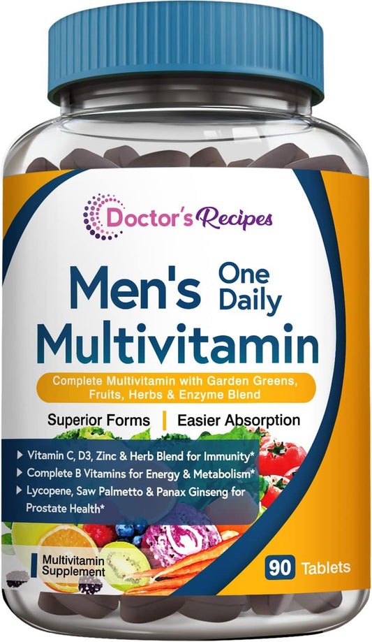 Doctor's Recipes Multivitamin for Men, Daily Men's Multivitamin Supplement - 90 Tablets