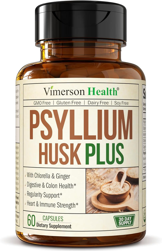 Psyllium Husk Powder Capsules. Fiber Supplement 60 Capsules