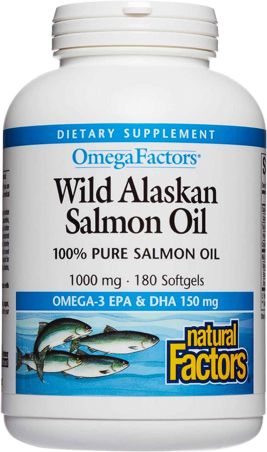 Natural Factors, Wild Alaskan Salmon Oil Provides Omega-3, EPA, DHA & Vitamin D, Supports Brain & Heart Health, 180 Count