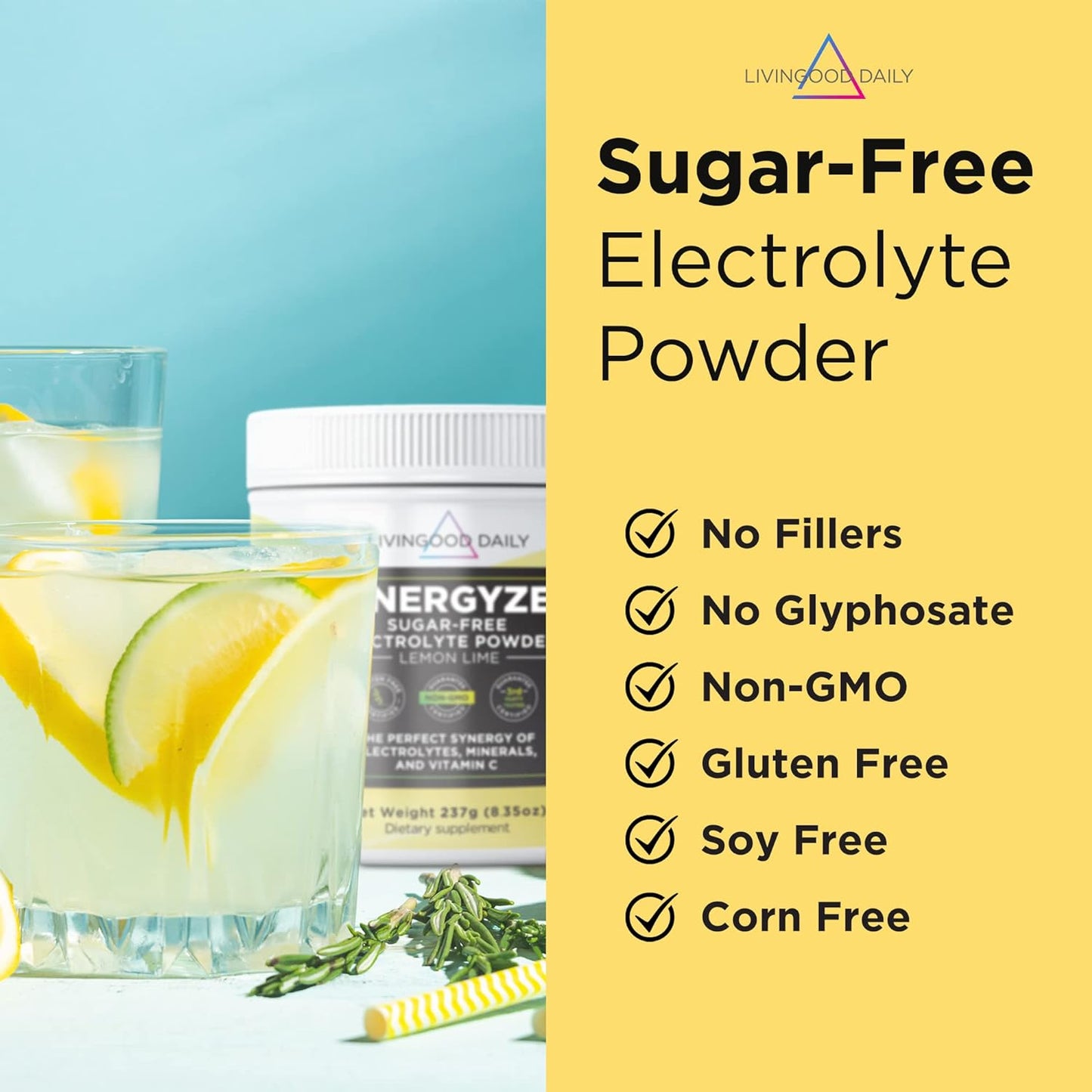 Livingood Daily Electrolytes Powder No Sugar -8.35oz