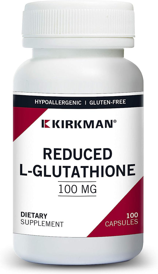 Kirkman Reduced L-Glutathione 100 mg - Hypoallergenic | 100 Vegetarian Capsules | Antioxidant