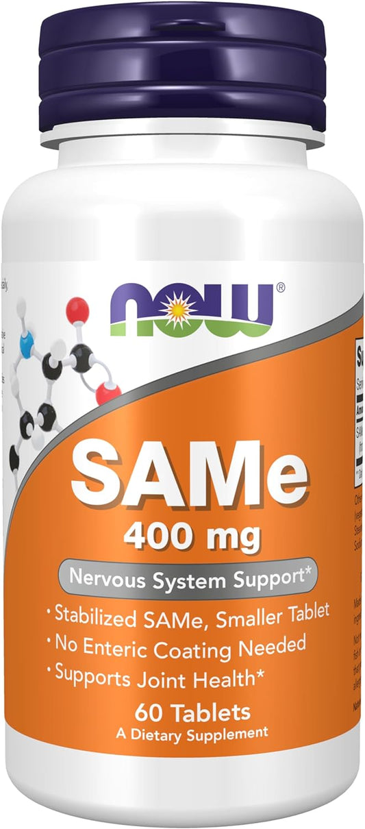 NOW Supplements, SAMe (S-Adenosyl-L-Methionine) 400 mg, Nervous System , 60 Tablets