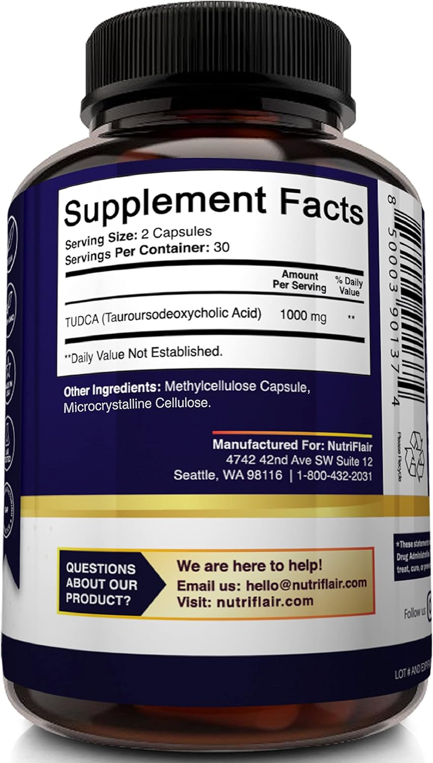 NutriFlair Pure TUDCA 1000mg -  60 Capsules