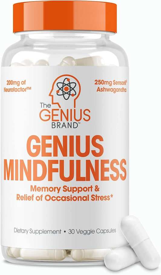 Genius Mindfulness Supplement, Nootropic Cognitive Brain Booster Enhances Memory 30 count