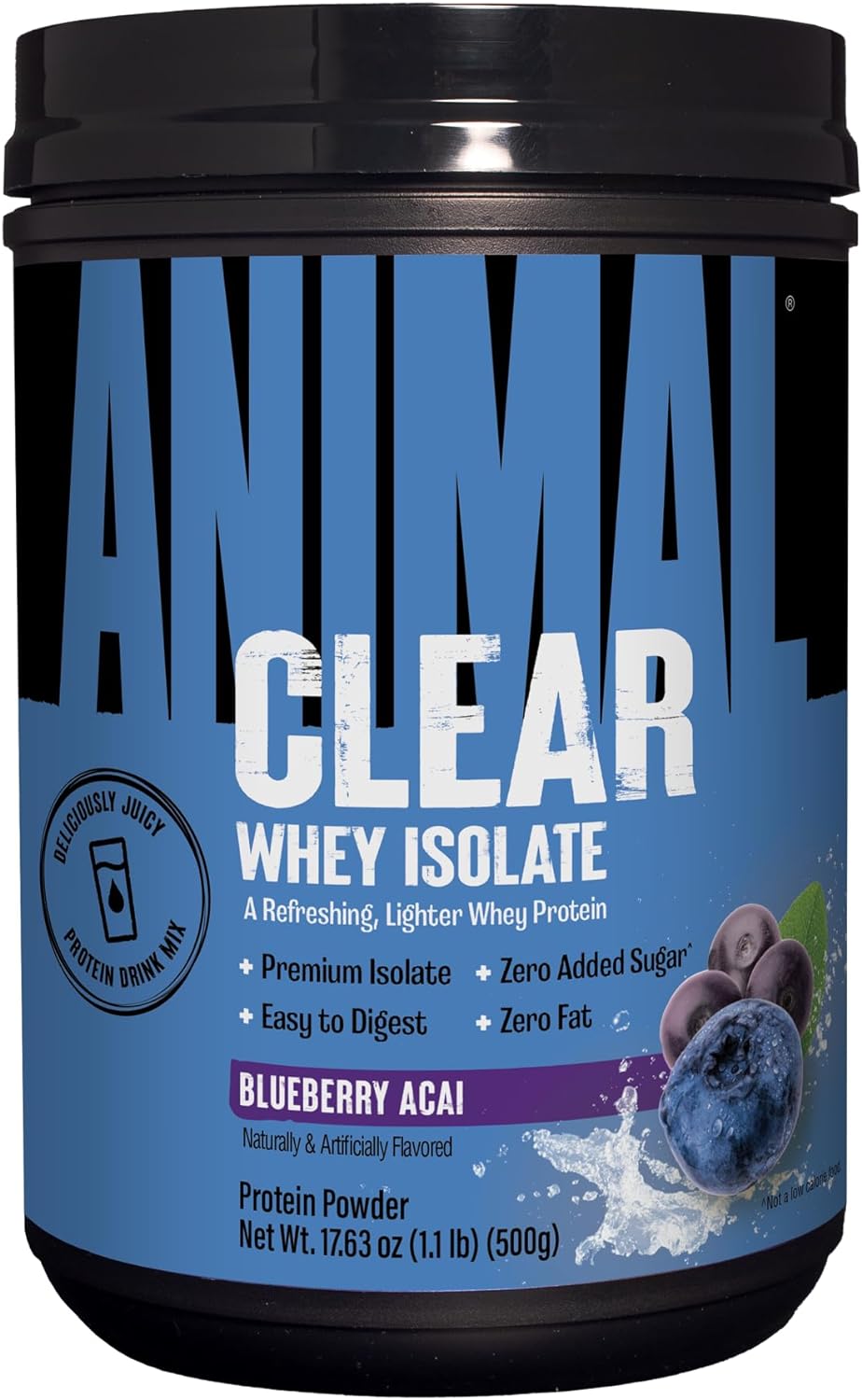 Clear Whey Isolate Protein Powder - Easy to Digest and Mix, 5g BCAA,  Blueberry Acai 500g