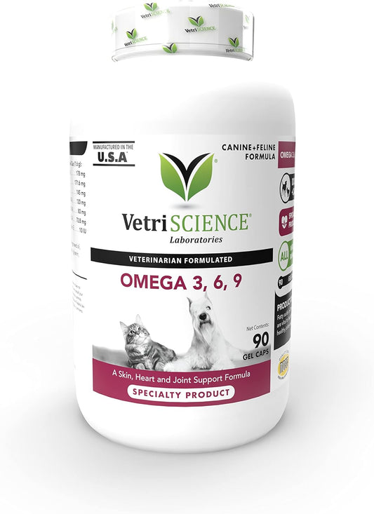 VetriScience Omega 3 Fish Oil for Dogs and Cats, 90 Soft Gels