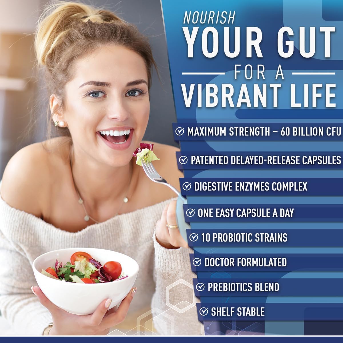 Purely Optimal Premium Probiotics 60 Billion CFU w/Organic Prebiotics & Digestive Enzymes