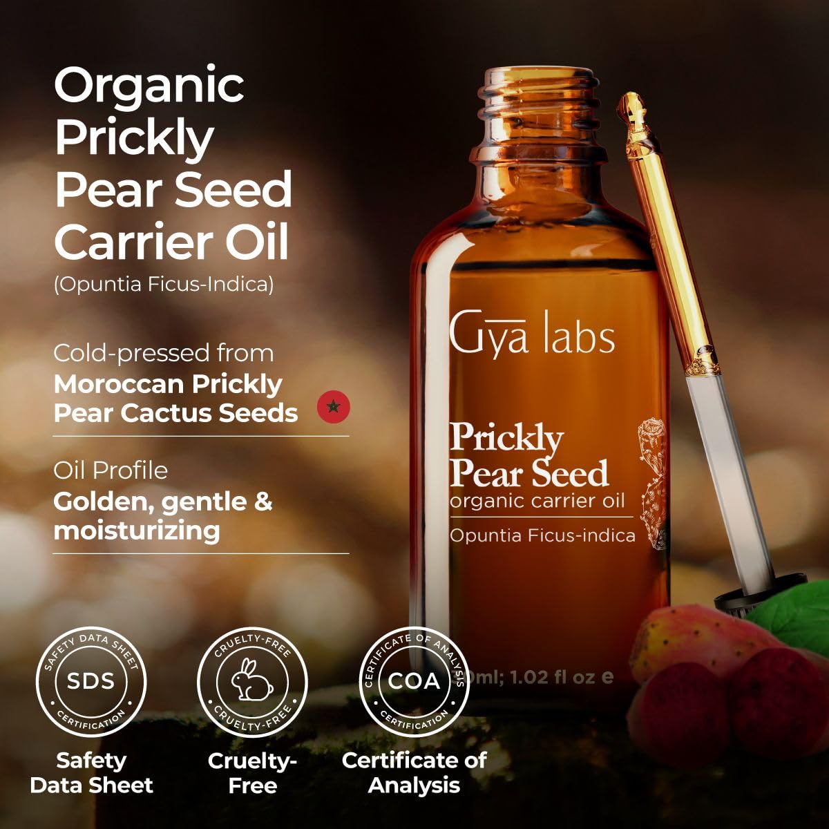 Gya Labs Organic Prickly Pear Seed Oil for Dry Skin