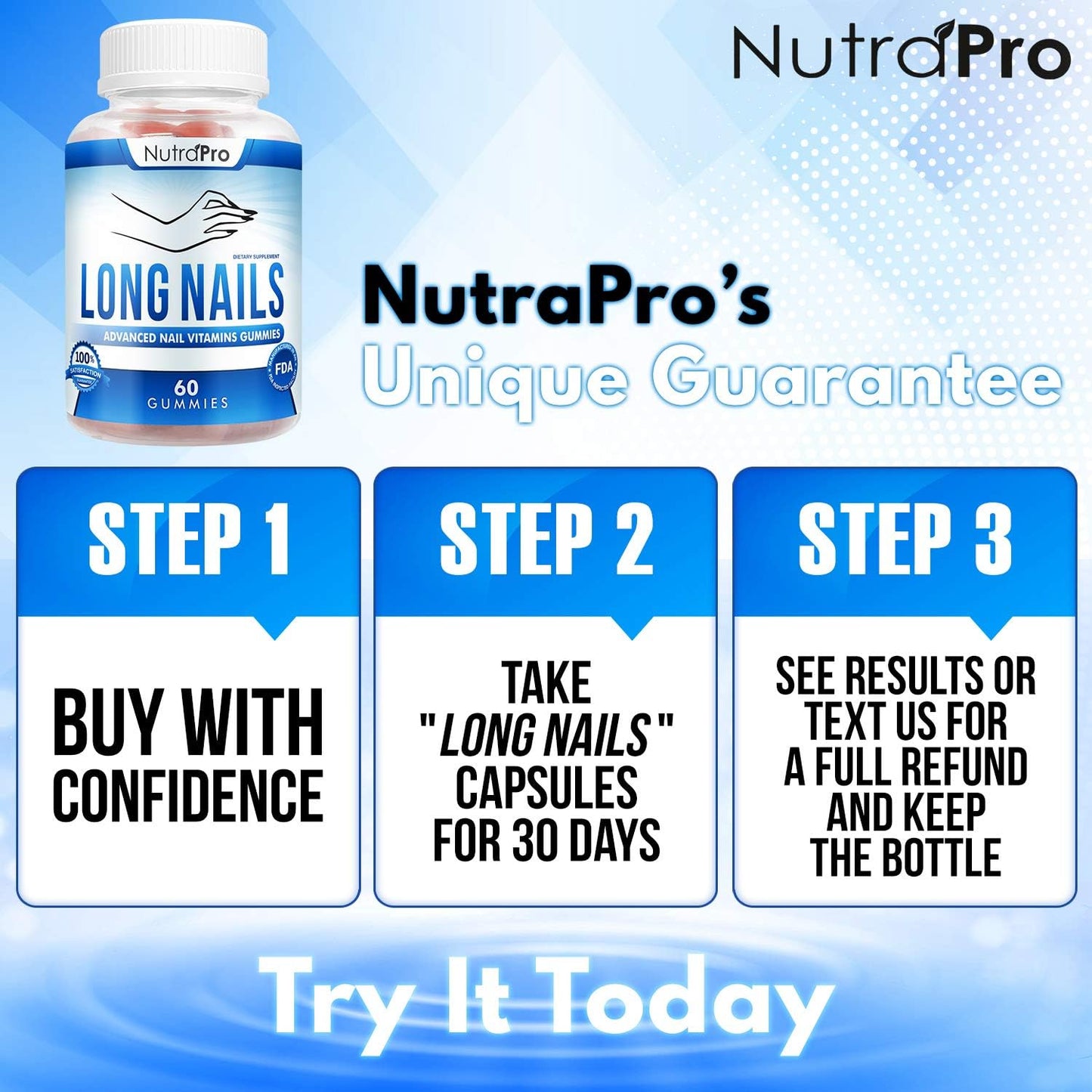 NutraPro Nail Growth Vitamins for Stronger Nail -60 gummies