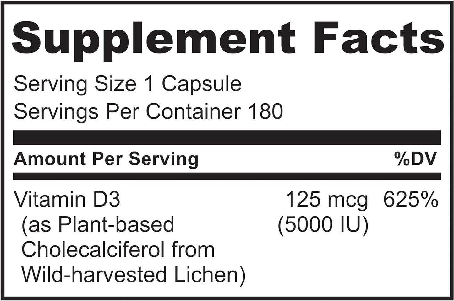 NATURELO Vitamin D - 5000 IU - Plant Based from Lichen - 180 count