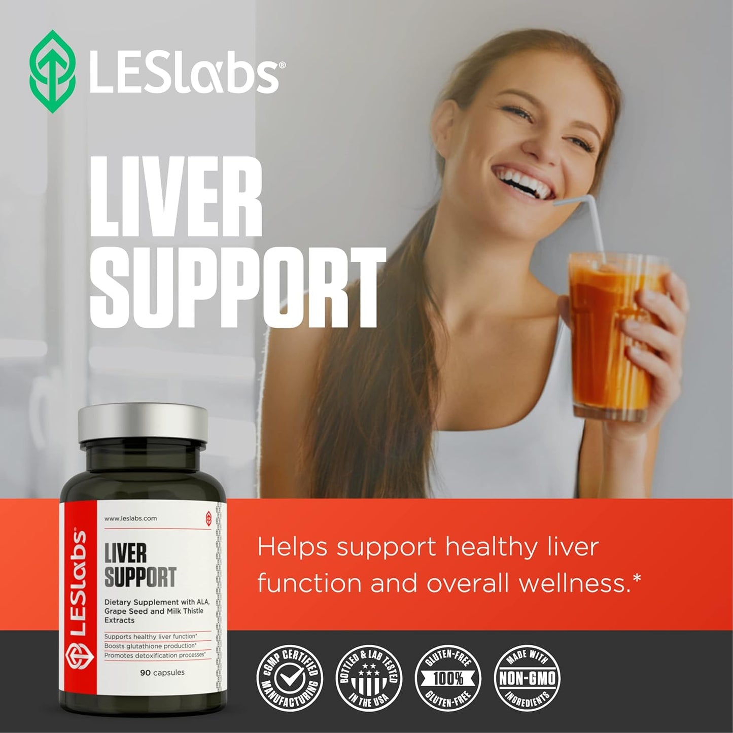 LES Labs Liver Support Glutathione Production & Detoxification – Milk Thistle,90 Capsules