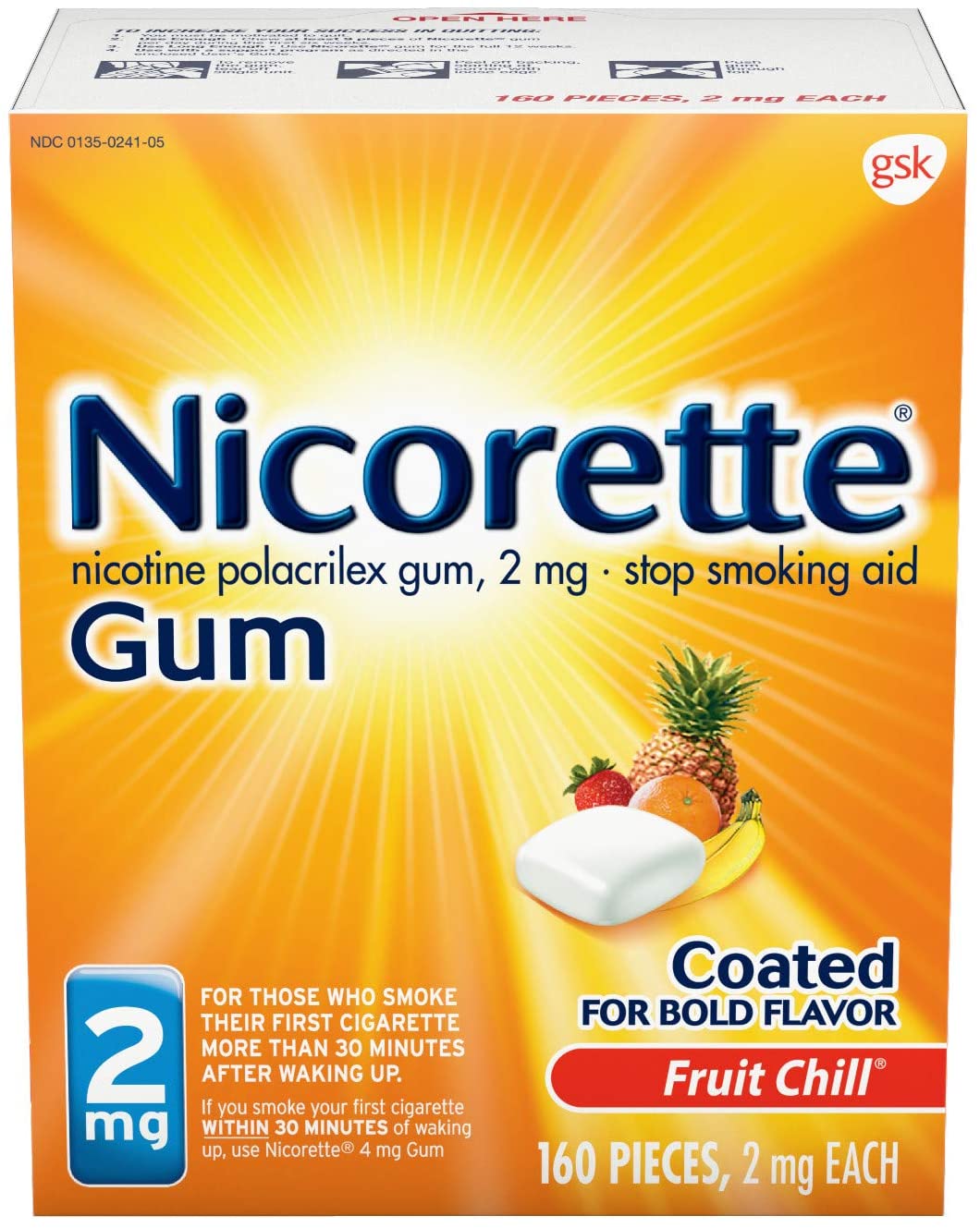 Nicotine Gum To Stop Smoking Fruit Chill, 160 ct