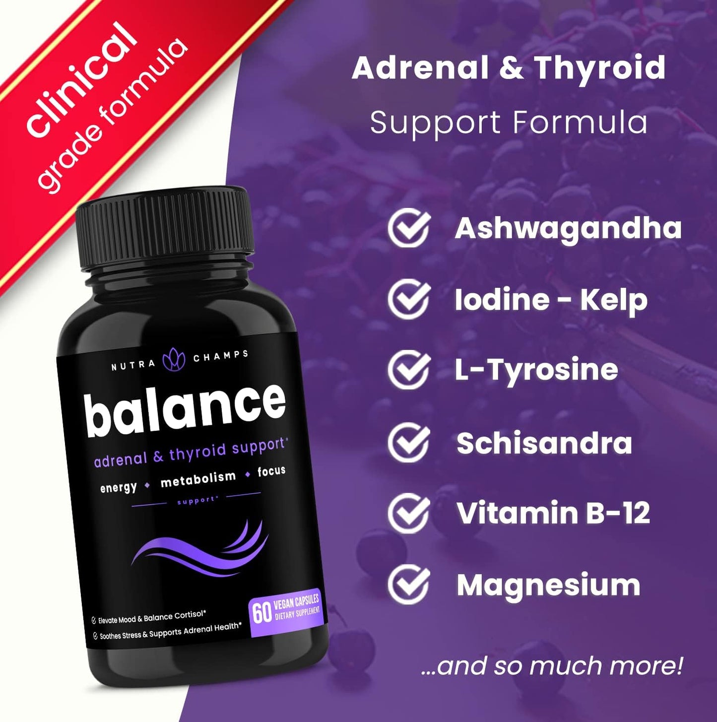 NutraChamps Thyroid Support & Adrenal Support Supplement 2-in-1 Formula 60 count