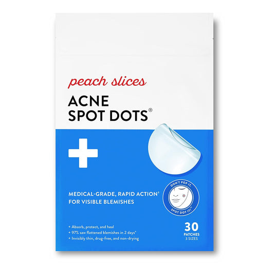 Peach Slices Acne Spot Dots Hydrocolloid Acne Patches  For Zits, Blemishes 30 Count