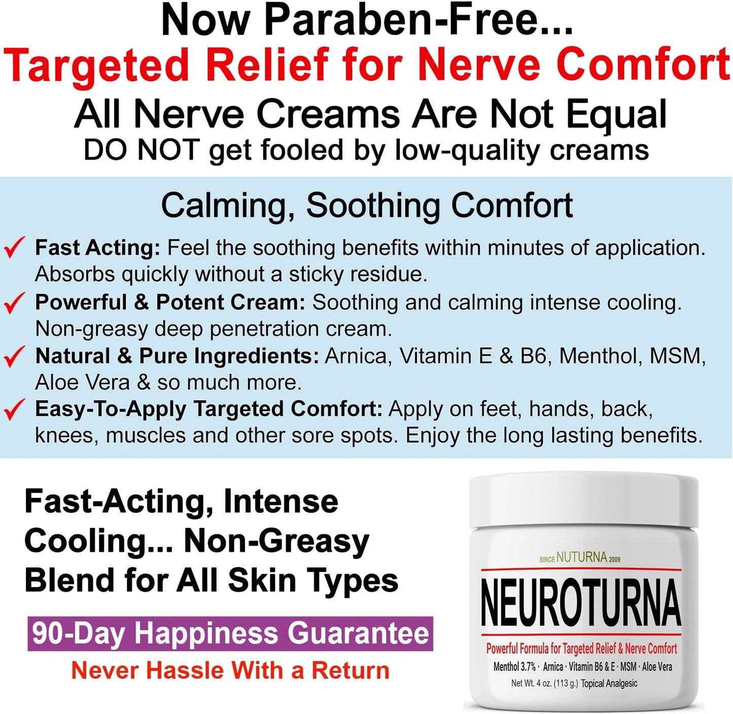 Neuropathy Nerve Cream Soothing Natural Nerve Comfort Large 4 oz