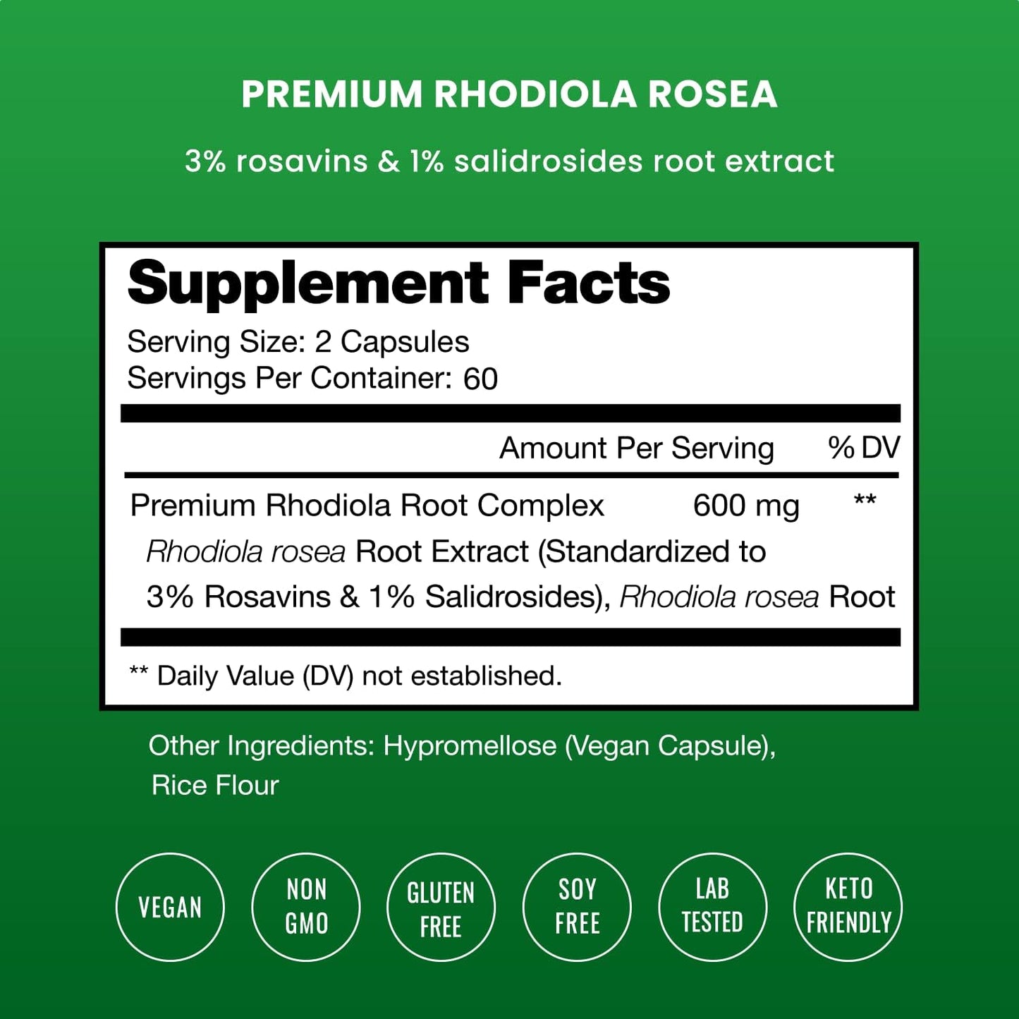 NutraChamps Rhodiola Rosea Capsules [120] Rosavin Plus Salidrosides