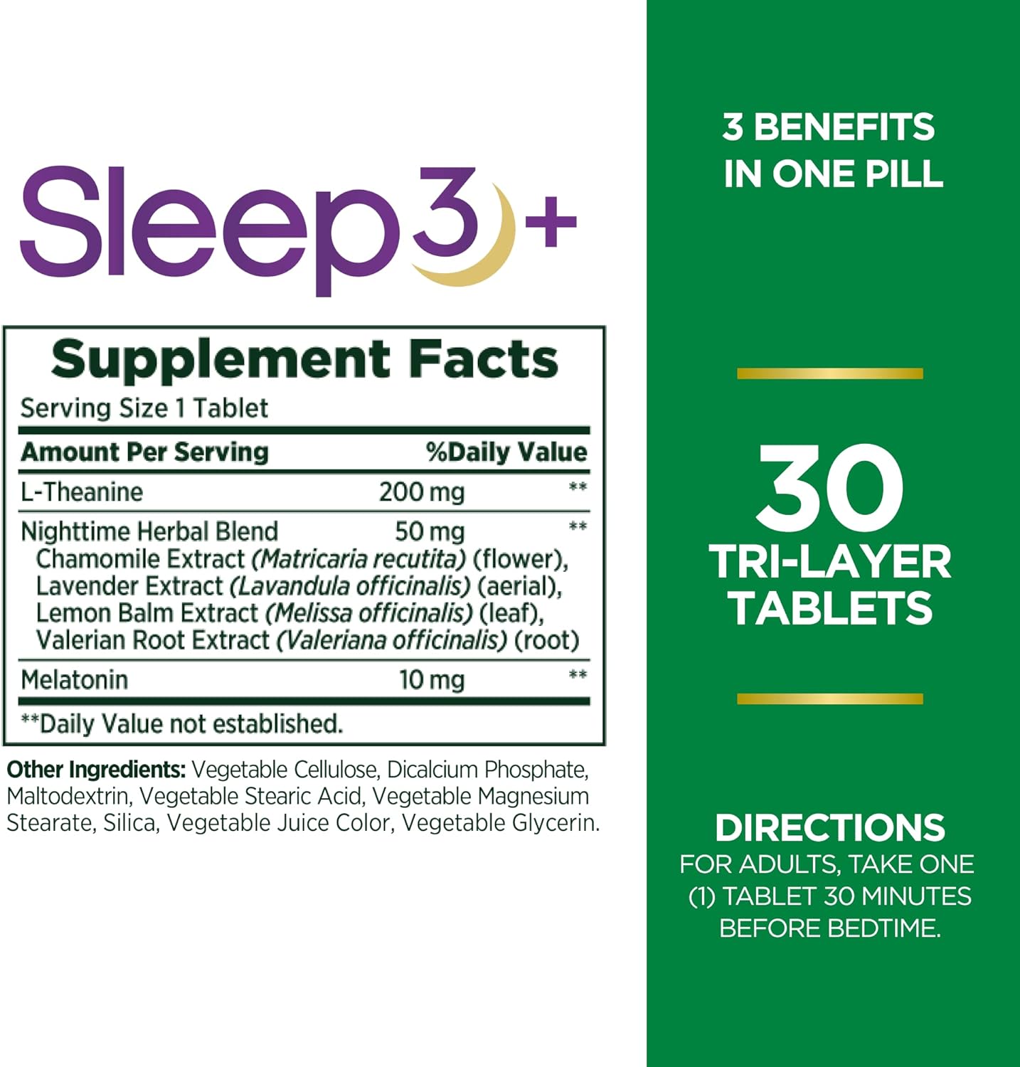 Nature's Bounty Melatonin, Sleep3 Maximum Strength 100% Drug Free Sleep Aid, Dietary Supplement, 30 count