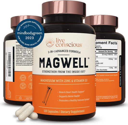 Live Conscious Magwell Magnesium Zinc & Vitamin D3 120 Capsule