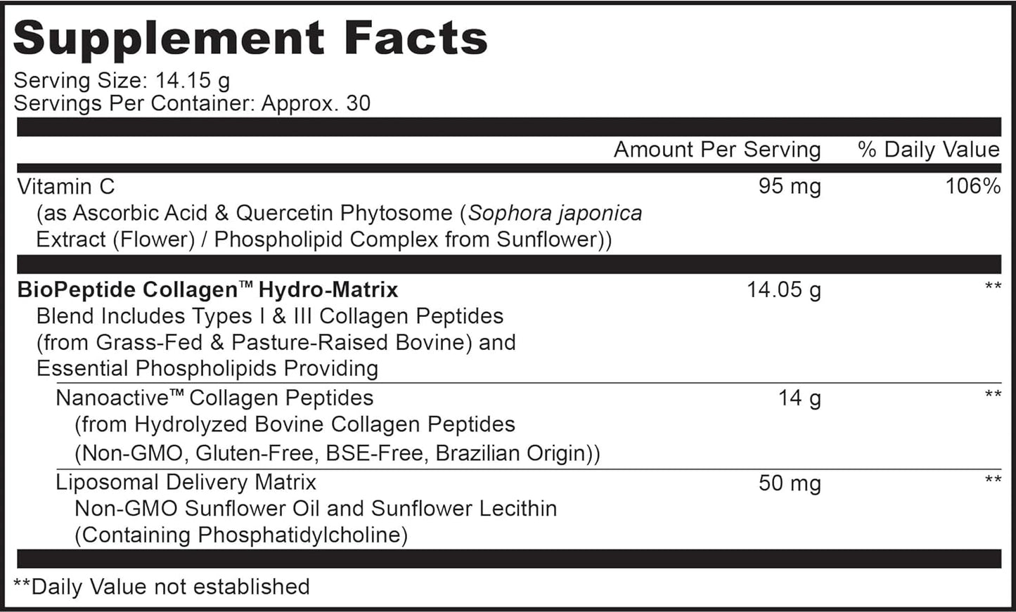 Codeage Liposomal Collagen Peptides Powder +type I & III Supplement