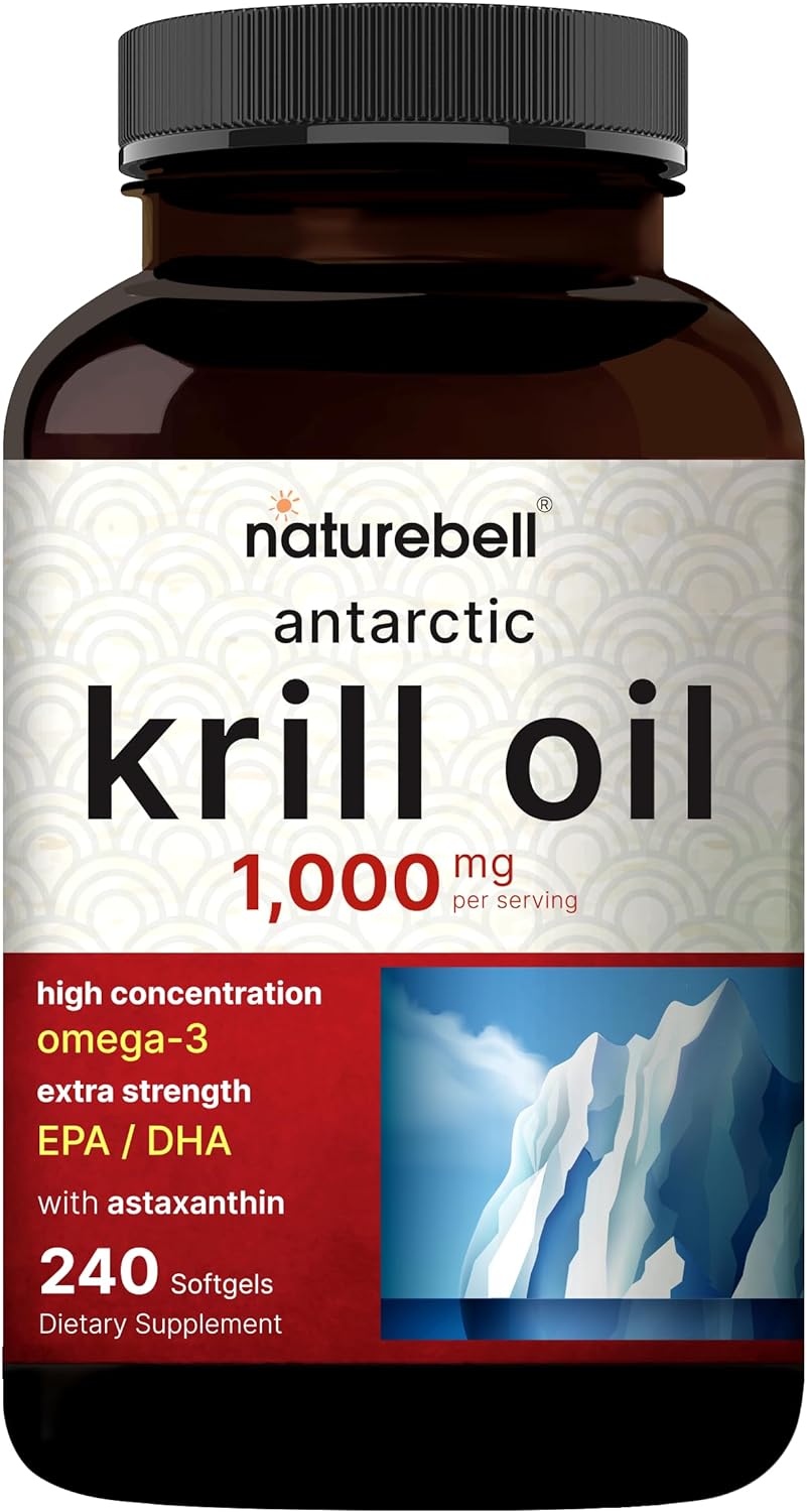 NatureBell Antarctic Krill Oil 1000mg Supplement, 240 Softgels