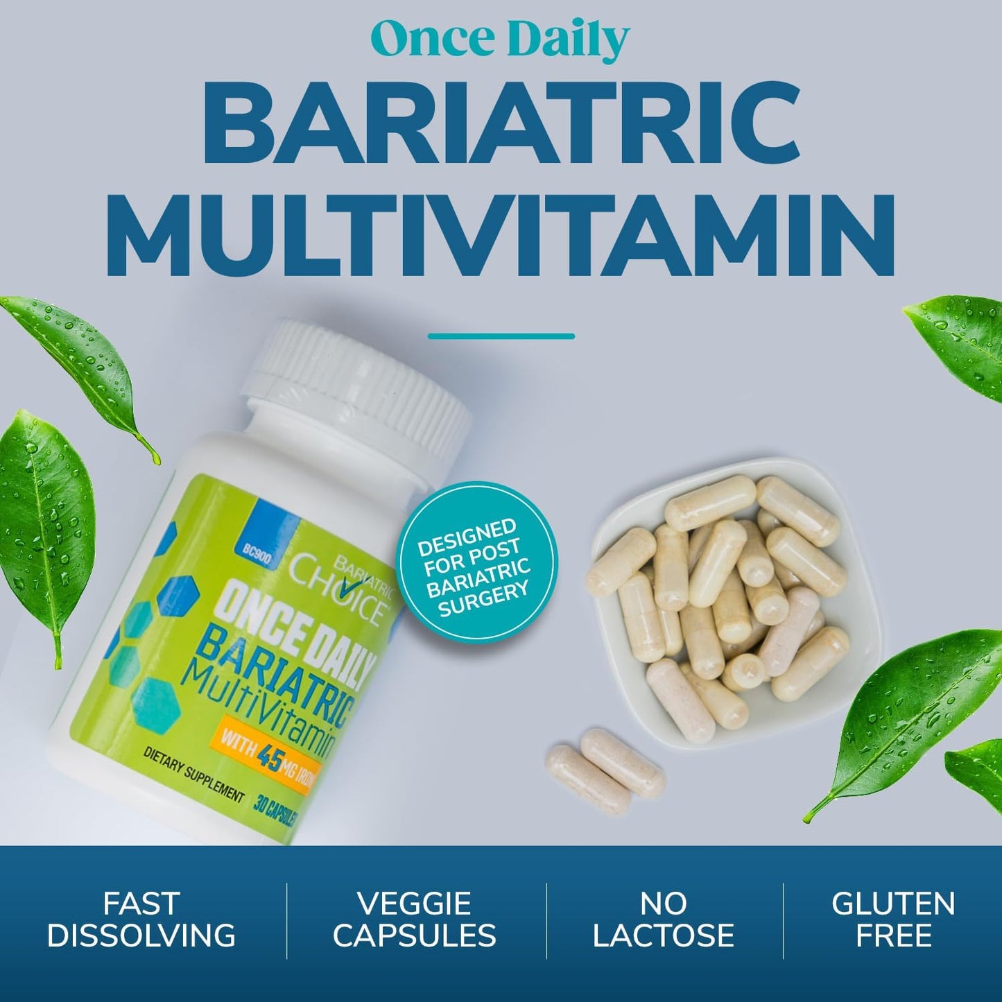 Bariatric Choice Once Daily Bariatric Multivitamin Capsule with 45 mg of Iron (90ct)